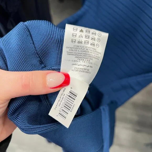 $1050 Herve Leger Max Azria Blue Bandage Candice Long Sleeve Dress size Small - Picture 10 of 10